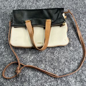 Fossil Memoir Anthology Foldover Leather Tote Crossbody Colorblock Boho